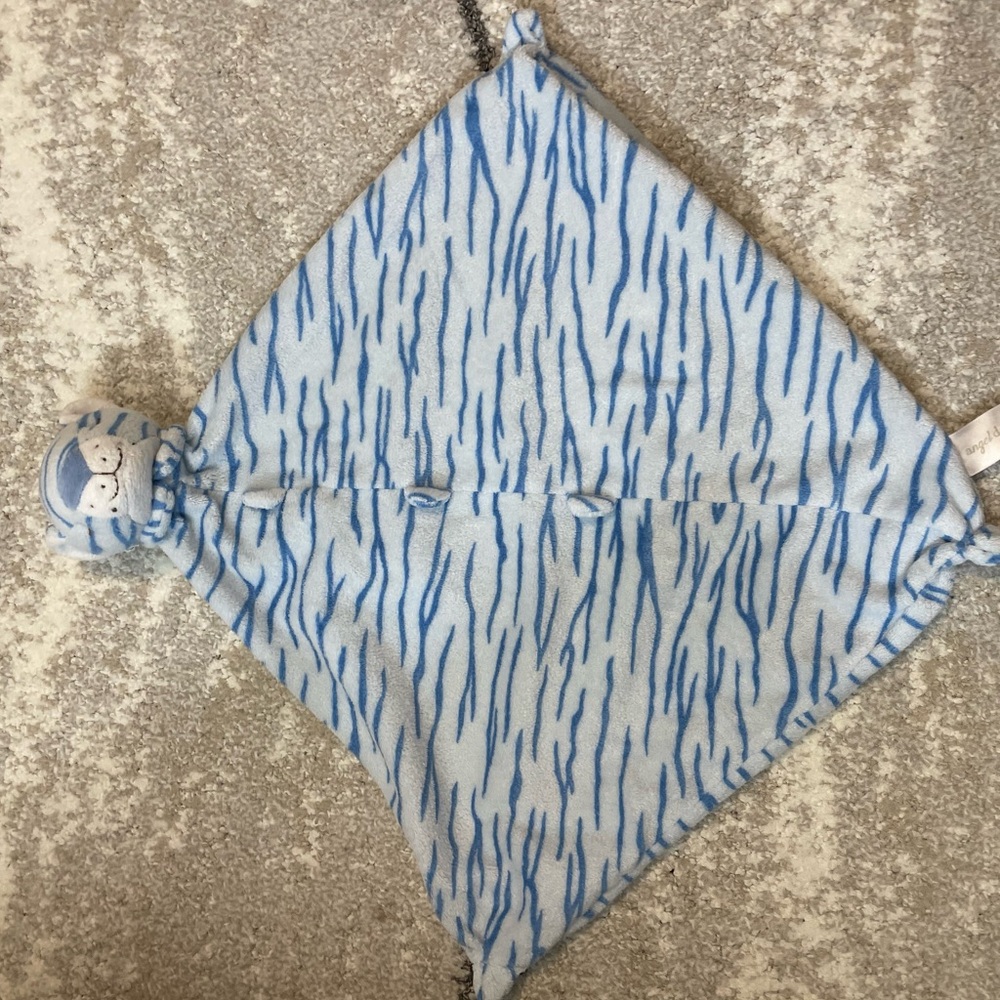Angel Dear Blue and White Striped Tiger Lovey blanket